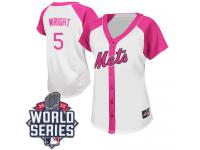 White-Pink David Wright Women #5 Majestic MLB New York Mets Splash Fashion 2015 World Series Jersey