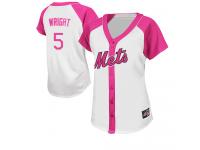 White-Pink David Wright Women #5 Majestic MLB New York Mets Splash Fashion Jersey
