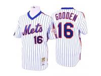 White Pinstripe Throwback Dwight Gooden Men #16 Mitchell And Ness MLB New York Mets Jersey