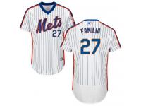 White-Royal Jeurys Familia Men #27 Majestic MLB New York Mets Flexbase Collection Jersey