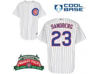 White Ryne Sandberg Men #23 Majestic MLB Chicago Cubs Cool Base Home Jersey