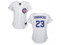 White Ryne Sandberg Women #23 Majestic MLB Chicago Cubs Jersey
