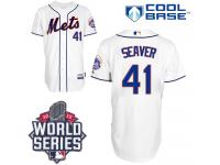 White Tom Seaver Men #41 Majestic MLB New York Mets 2015 World Series Cool Base Alternate Jersey