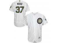 White Travis Wood Men #37 Majestic MLB Chicago Cubs 2016 Memorial Day Fashion Flex Base Jersey