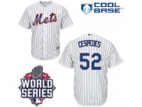 White Yoenis Cespedes Men #52 Majestic MLB New York Mets 2015 World Series Cool Base Home Jersey