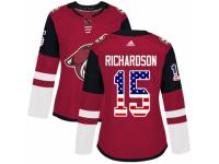 Women Adidas Arizona Coyotes #15 Brad Richardson Red USA Flag Fashion NHL Jersey