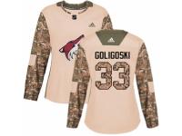 Women Adidas Arizona Coyotes #33 Alex Goligoski Camo Veterans Day Practice NHL Jersey