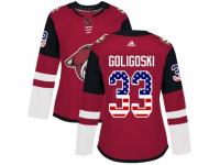 Women Adidas Arizona Coyotes #33 Alex Goligoski Red USA Flag Fashion NHL Jersey