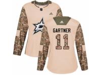 Women Adidas Dallas Stars #11 Mike Gartner Camo Veterans Day Practice NHL Jersey