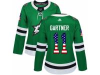 Women Adidas Dallas Stars #11 Mike Gartner Green USA Flag Fashion NHL Jersey