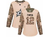 Women Adidas Dallas Stars #12 Radek Faksa Camo Veterans Day Practice NHL Jersey
