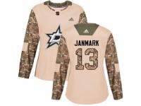Women Adidas Dallas Stars #13 Mattias Janmark Camo Veterans Day Practice NHL Jersey