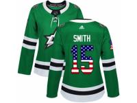 Women Adidas Dallas Stars #15 Bobby Smith Green USA Flag Fashion NHL Jersey