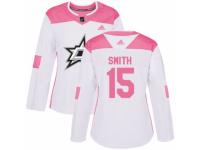Women Adidas Dallas Stars #15 Bobby Smith White/Pink Fashion NHL Jersey
