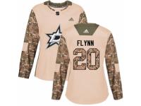 Women Adidas Dallas Stars #20 Brian Flynn Camo Veterans Day Practice NHL Jersey