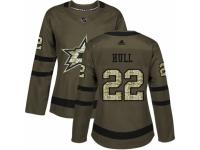 Women Adidas Dallas Stars #22 Brett Hull Green Salute to Service NHL Jersey
