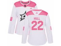 Women Adidas Dallas Stars #22 Brett Hull White/Pink Fashion NHL Jersey