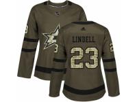 Women Adidas Dallas Stars #23 Esa Lindell Green Salute to Service NHL Jersey