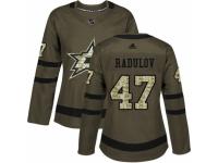 Women Adidas Dallas Stars #47 Alexander Radulov Green Salute to Service NHL Jersey