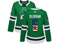 Women Adidas Dallas Stars #5 Jamie Oleksiak Green USA Flag Fashion NHL Jersey