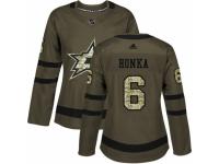 Women Adidas Dallas Stars #6 Julius Honka Green Salute to Service NHL Jersey
