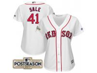 Women Chris Sale #41 Boston Red Sox 2017 Postseason White Cool Base Jersey