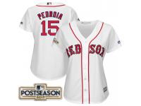 Women Dustin Pedroia #15 Boston Red Sox 2017 Postseason White Cool Base Jersey