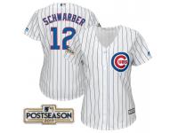 Women Kyle Schwarber #12 Chicago Cubs 2017 Postseason White Cool Base Jersey