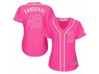Women Majestic Boston Red Sox #48 Pablo Sandoval Pink Fashion MLB Jersey