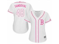 Women Majestic Boston Red Sox #48 Pablo Sandoval White Fashion MLB Jersey