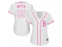 Women Majestic Boston Red Sox #50 Mookie Betts White Fashion MLB Jersey