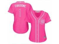 Women Majestic Chicago Cubs #1 Kosuke Fukudome Pink Fashion MLB Jersey