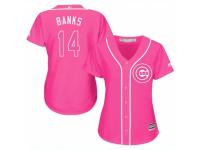 Women Majestic Chicago Cubs #14 Ernie Banks Pink Fashion MLB Jersey