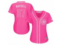 Women Majestic Chicago Cubs #27 Addison Russell Pink Fashion MLB Jersey