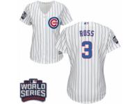 Women Majestic Chicago Cubs #3 David Ross Authentic White Home 2016 World Series Bound Cool Base MLB Jersey