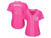 Women Majestic Chicago Cubs #31 Greg Maddux Pink Fashion MLB Jersey