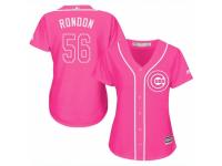 Women Majestic Chicago Cubs #56 Hector Rondon Pink Fashion MLB Jersey