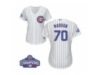 Women Majestic Chicago Cubs #70 Joe Maddon Authentic White Home 2016 World Series Champions Cool Base MLB Jersey