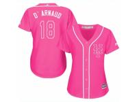 Women Majestic New York Mets #18 Travis d'Arnaud Pink Fashion Cool Base MLB Jersey
