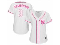 Women Majestic New York Mets #3 Curtis Granderson White Fashion Cool Base MLB Jersey