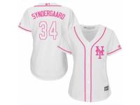 Women Majestic New York Mets #34 Noah Syndergaard White Fashion Cool Base MLB Jersey