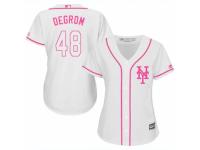 Women Majestic New York Mets #48 Jacob deGrom White Fashion Cool Base MLB Jersey