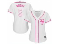 Women Majestic New York Mets #5 David Wright White Fashion Cool Base MLB Jersey