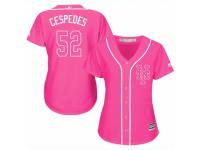 Women Majestic New York Mets #52 Yoenis Cespedes Pink Fashion Cool Base MLB Jersey