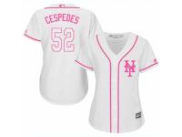 Women Majestic New York Mets #52 Yoenis Cespedes White Fashion Cool Base MLB Jersey