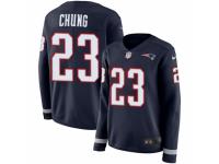 Women Nike New England Patriots #23 Patrick Chung Limited Navy Blue Therma Long Sleeve NFL Jersey
