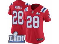 Women Nike New England Patriots #28 James White Red Alternate Vapor Untouchable Limited Player Super Bowl LIII Bound NFL Jersey