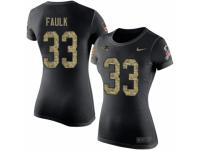 Women Nike New England Patriots #33 Kevin Faulk Black Camo Salute to Service T-Shirt