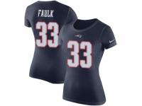 Women Nike New England Patriots #33 Kevin Faulk Navy Blue Rush Pride Name & Number T-Shirt