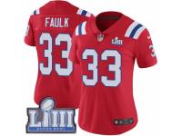 Women Nike New England Patriots #33 Kevin Faulk Red Alternate Vapor Untouchable Limited Player Super Bowl LIII Bound NFL Jersey